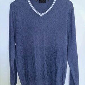 Bobby Jones Blue V-Neck Sweater Lightweight Knit